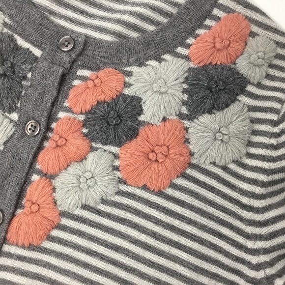 Garnet Hill Floral Embroidered Marino Wool Cardigan - Picture 6 of 10